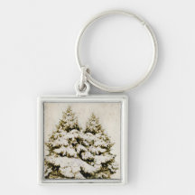 Green and White Christmas Snowflakes Key Chain