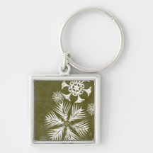 Green and White Christmas Snowflakes Key Chains