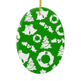 Green and White Christmas Winter Holiday Gifts Christmas Ornament