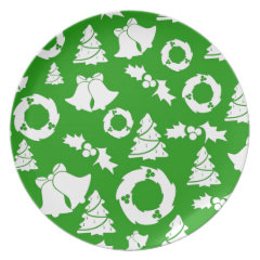 Green and White Christmas Winter Holiday Gifts Dinner Plate