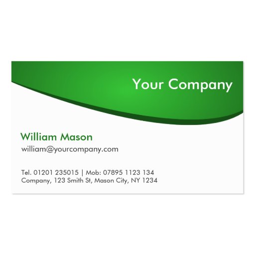 Green and White Curved, Professional Business Card (front side)