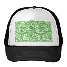 Green and White Damask Wallpaper Pattern Trucker Hat