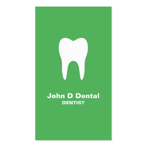 Green and white dental dentist  business card (front side)