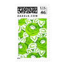 Green and White Floral art Deco postage