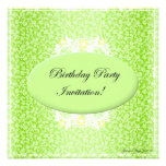 Green and White Floral Birthday Invitation