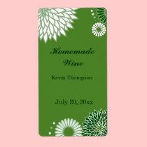 Green and White Floral Mini Wine Label labels