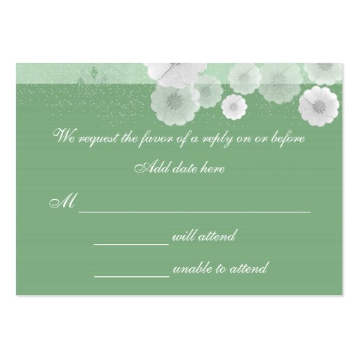 Green And White Floral Wedding Response Card Business Card Templates (front side)