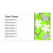 Green and White Flowers. Floral Pattern. Business Card Templates