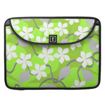 Green and White Flowers. Floral Pattern. MacBook Pro Sleeve