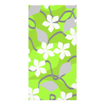 Green and White Flowers. Floral Pattern. Photo Cards