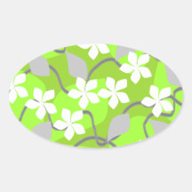 Green and White Flowers. Floral Pattern. Sticker