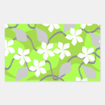 Green and White Flowers. Floral Pattern. Rectangle Stickers