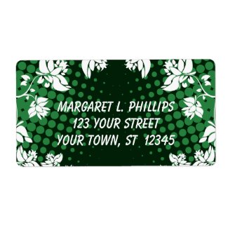 Green and White Flowers Label label