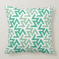 Green and White Geometric Pattern Throw Pillow