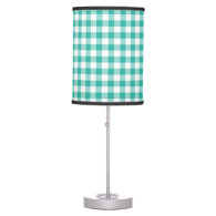 Green And White Gingham Check Pattern Desk Lamp