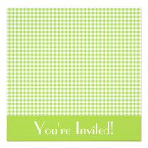 Green and White Gingham Invitation invitations