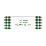 Green and White Gingham Pattern address label