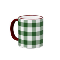 Green and White Gingham Pattern mugs