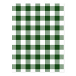 Green and White Gingham Pattern Postcards