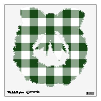 Green and White Gingham Pattern Room Decal