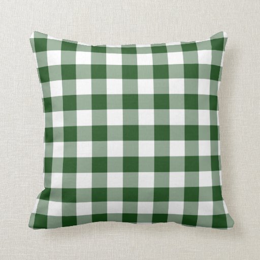 Green and White Gingham Pattern Throw Pillow | Zazzle