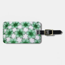 Green and white painted flowers luggage tags