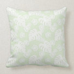 Green and White Palm Leaves Throw Pillows