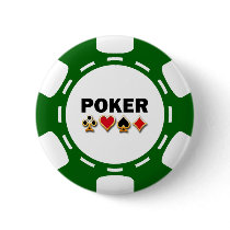 GREEN AND WHITE POKER CHIP PIN