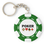 GREEN AND WHITE POKER CHIP KEY CHAIN