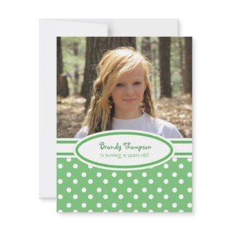 Green and White Polka Dot Party Invitation invitation