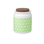 Green and White Polka Dot Pattern. Spotty. Candy Jar