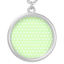 Green and White Polka Dot Pattern. Spotty. Jewelry