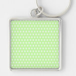 Green and White Polka Dot Pattern. Spotty. Keychains