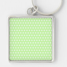 Green and White Polka Dot Pattern. Spotty. Keychains