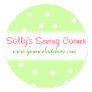 Green and White Polkadots Business Name Sticker