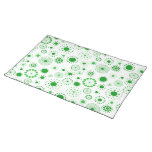 Green and White Retro Circles Pattern Place Mats