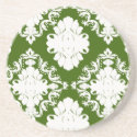 green and white romantic diamond damask pattern