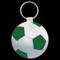 Green and White Soccer Ball Keychain