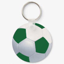 Green and White Soccer Ball Keychain by Firecrackinmama Green and White Soccer Ball Keychain