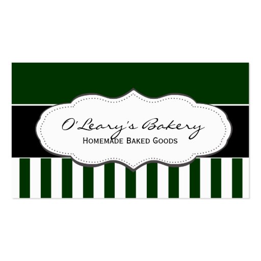 Green and White Striped Business Cards