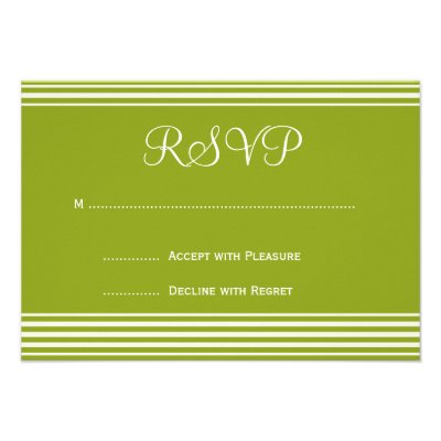 Green and White Striped Wedding Invitation RSVP