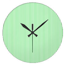 Green and White Stripes Clocks