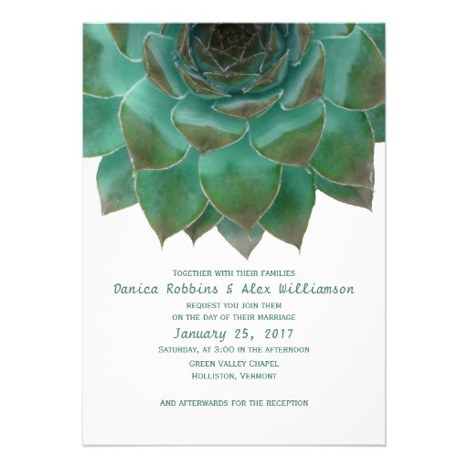 Green and White Succulents Wedding Invitations