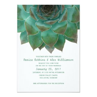 Green and White Succulents Wedding Invitations 5" X 7" Invitation Card