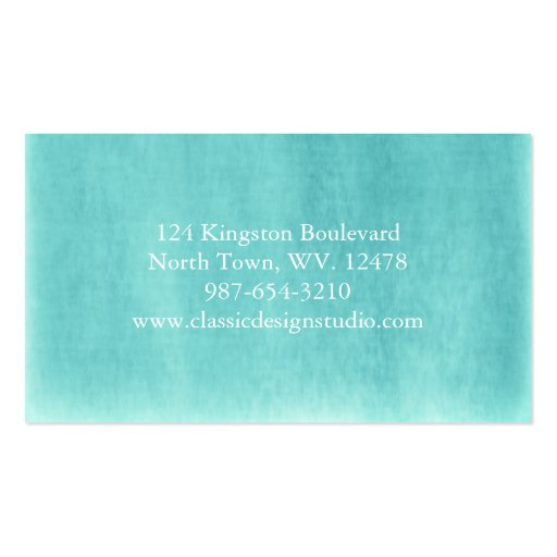 Green And White Suede Business Cards (back side)