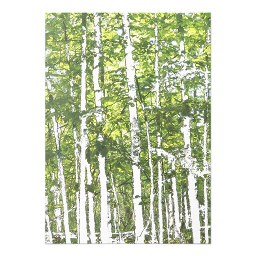 Green and White Summer Woods Wedding Cards