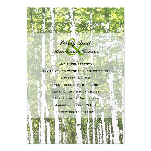 Green and White Summer Woods Wedding Cards