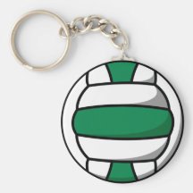 green and white volleyball key chains