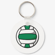 green and white volleyball keychains