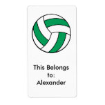 green and white volleyball shipping labels